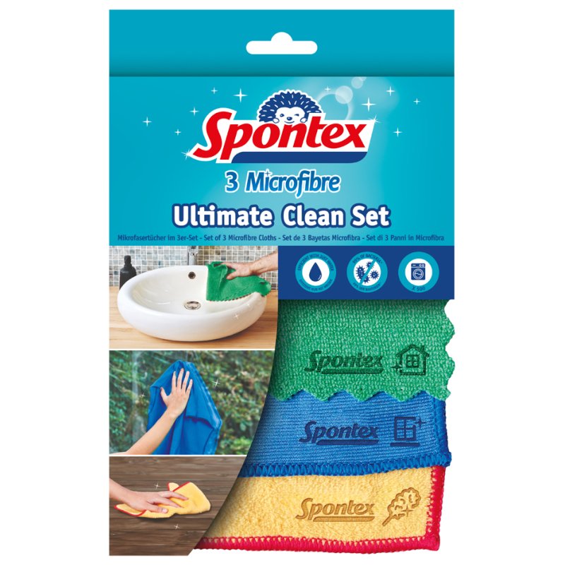 Spontex microvezeldoeken Ultimate Clean, allzweck/raam/stof, 3 stuks