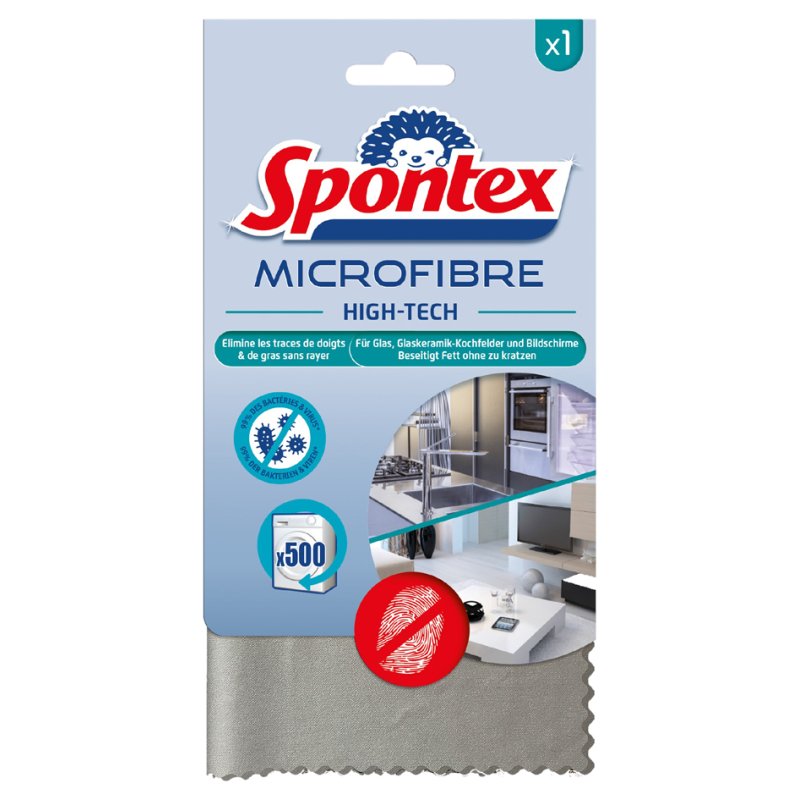 Spontex microvezeldoek High-Tech, grijs, glas en keramiek