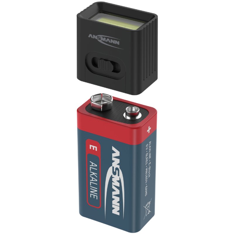 ANSMANN Lampe de poche LED COB, 3 watts, pile 9V, noir