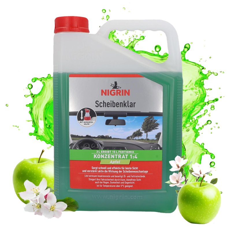 NIGRIN Scheibenklar windscreen fluid, concentrate down to -52°C, apple scent
