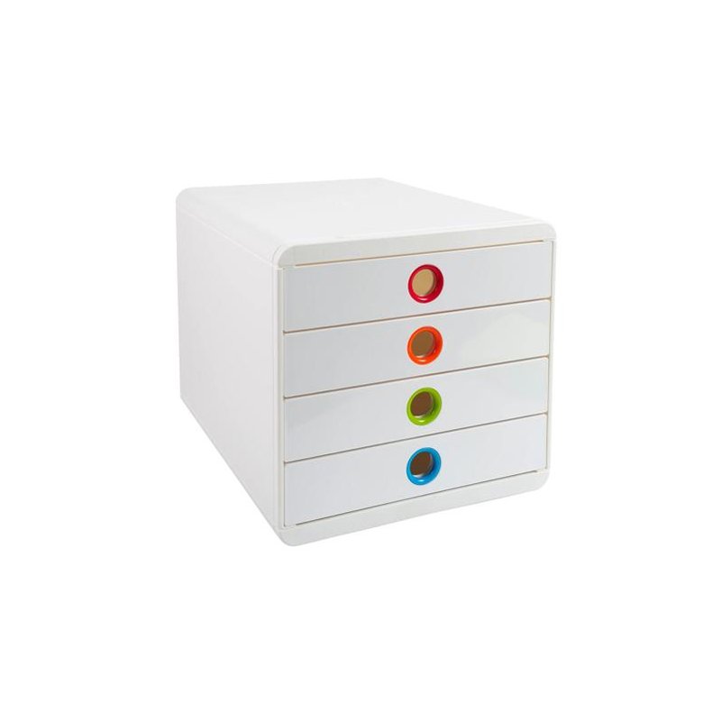 EXACOMPTA caisson POP-BOX, 4 tiroirs, blanc/coloré, A4+