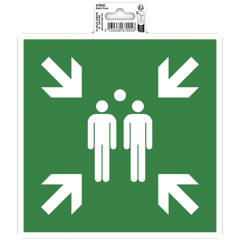 EXACOMPTA Assembly Point signage board, self-adhesive PVC, 200 × 200 mm