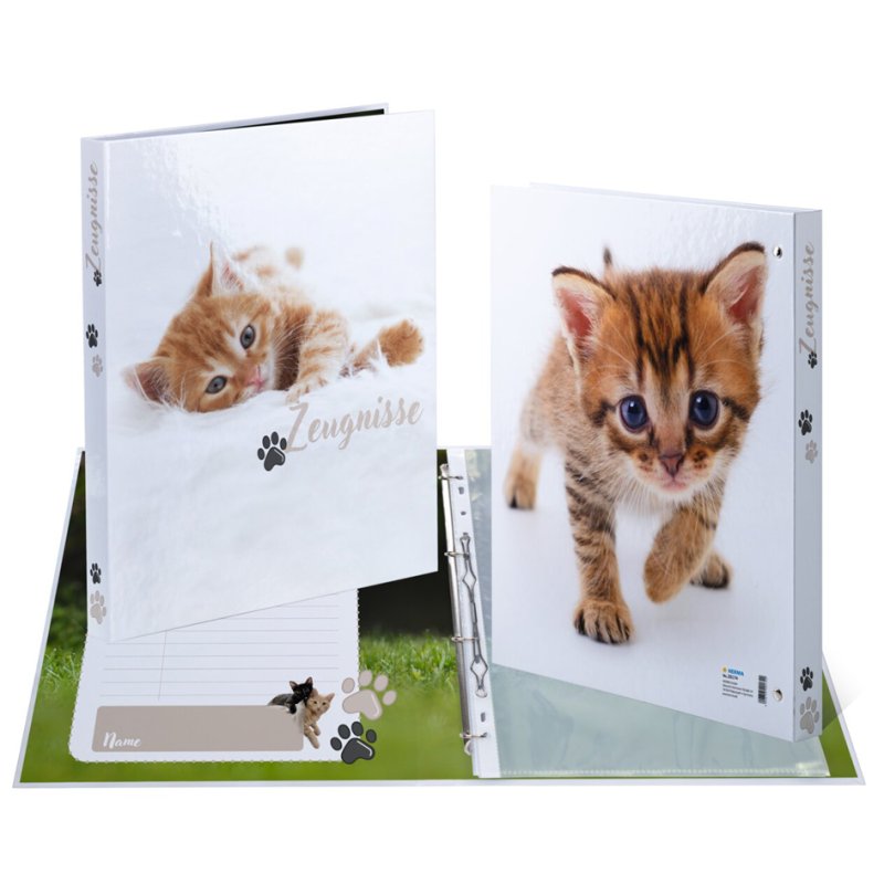 HERMA certificate folder 'Cats', 4-ring mechanism, cardboard, including 10 sleeves
