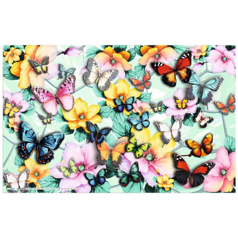 HERMA sous-main, surface softtouch, imprimé recto-verso, motif papillons