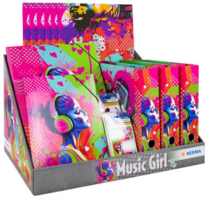 HERMA Série de motifs Music Girl, présentoir de comptoir, 77 pièces