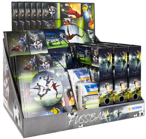 HERMA Série Motif Football théière, présentoir carton, 77 pièces