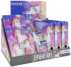 HERMA motif series unicorn, tea-towel display, 77 pieces