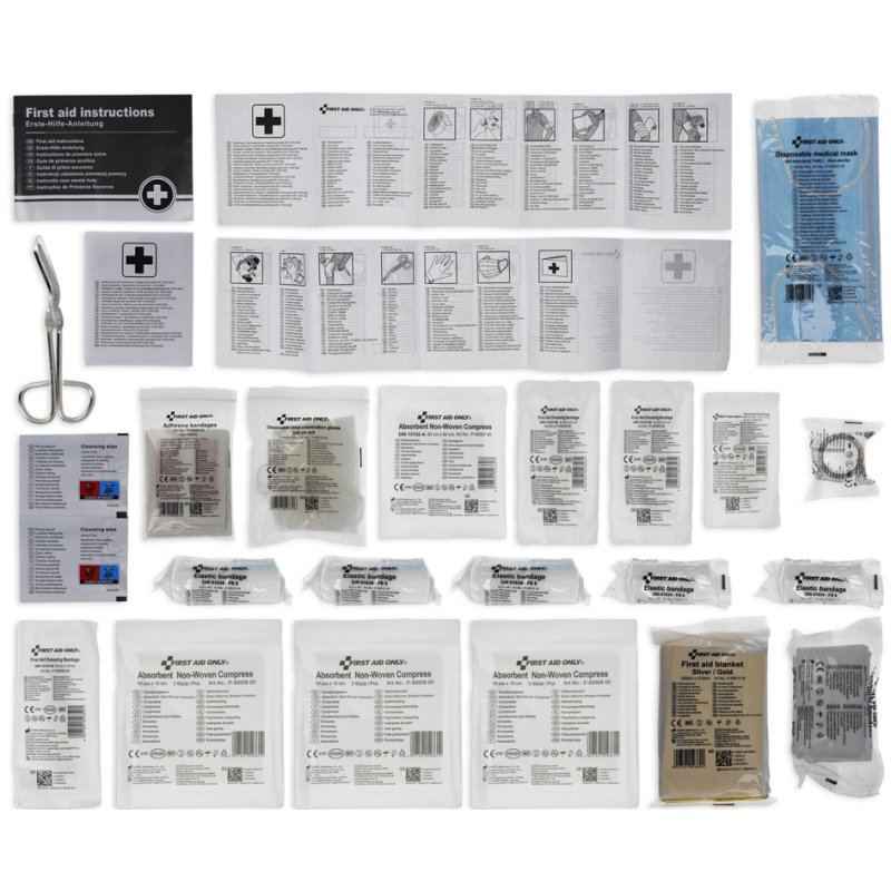 FIRST AID ONLY verbandtas KFZ DIN 13164, zwart, polyester met rits, 260×90×150 mm