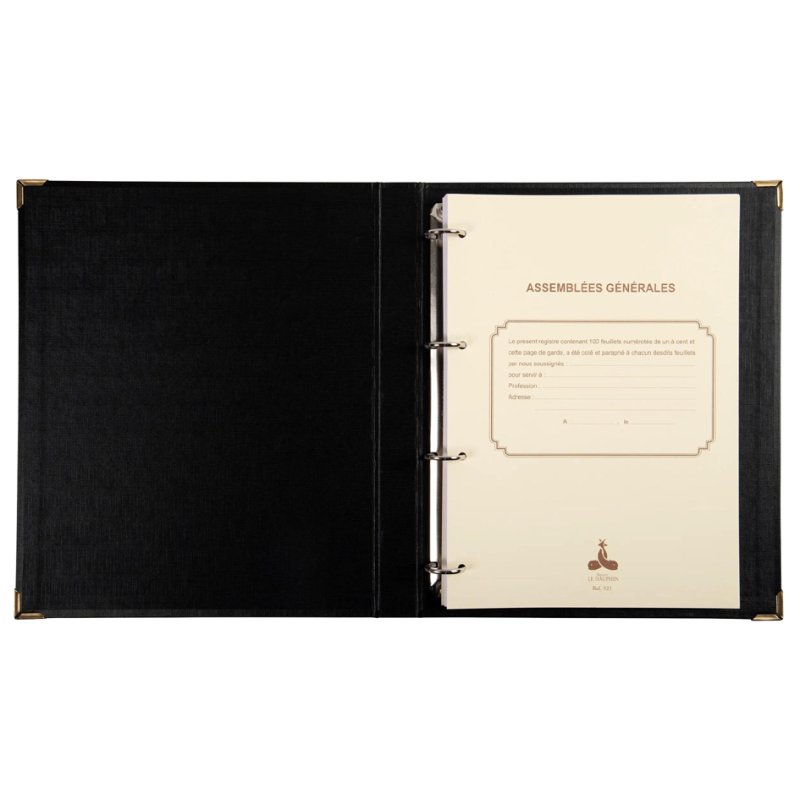 Le Dauphin legal binder, black, 4 rings, 37 mm spine