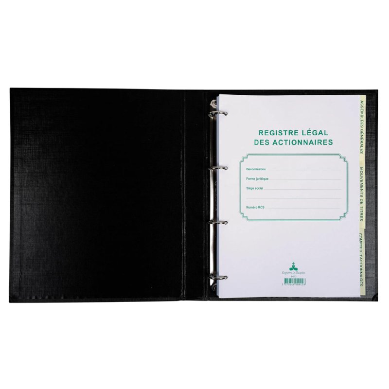 Le Dauphin shareholders' register, black, 37 mm spine, 4 rings