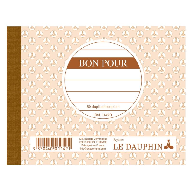 Le Dauphin manifold Bon pour, doorschrijfpapier, 105 × 135 mm, 50 genummerde bladen