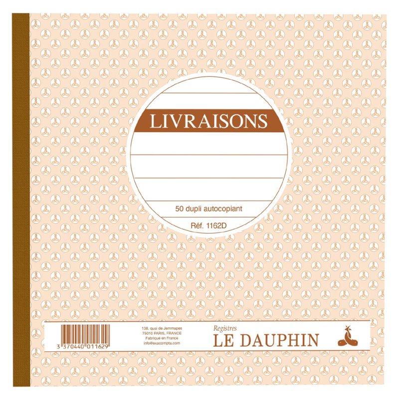 Le Dauphin doorschrijfblok Livraisons, 210 × 210 mm, 2-voudig, 50 genummerde bladen