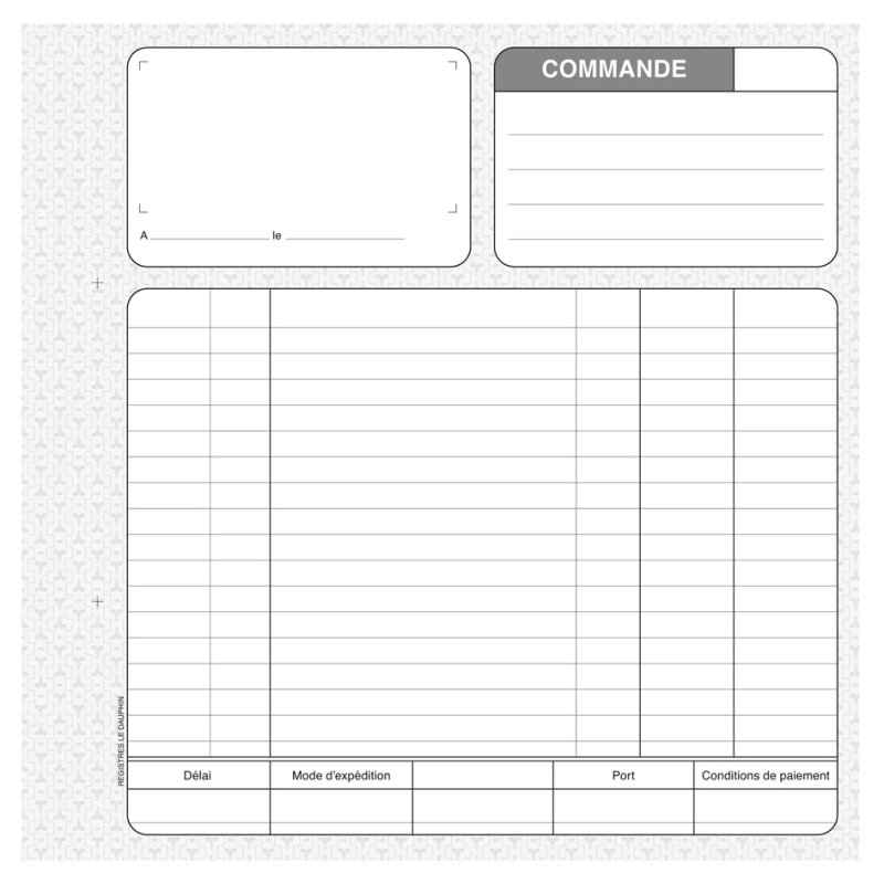 Le Dauphin bloc autocopieur Commandes, 3 exemplaires, 210×148 mm, 50 feuilles