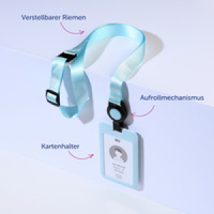 AVERY Zweckform badgehouder met lanyard, pastellblauw, 85×54 mm