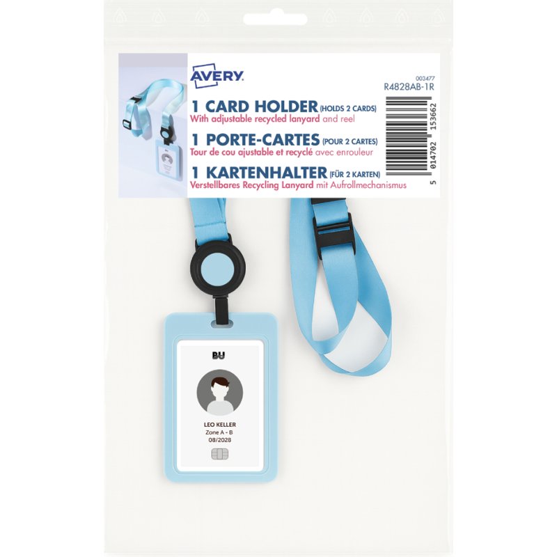 AVERY Zweckform pasjeshouder met keycord, pastellroze, 85×54 mm