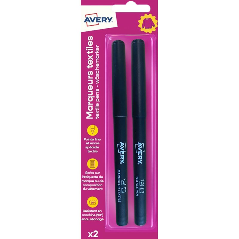 AVERY Zweckform wasmarkers, zwart, wasbaar tot 90°C, 2 stuks
