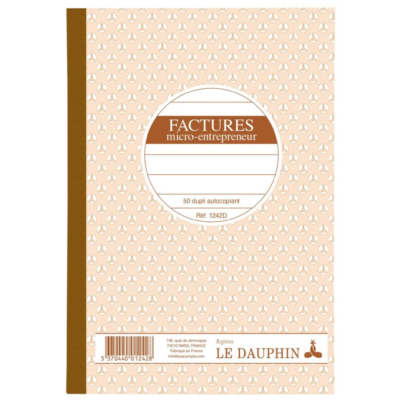 Le Dauphin manifold factures, papier autocopiant, 210×148 mm, 50 feuilles numérotées