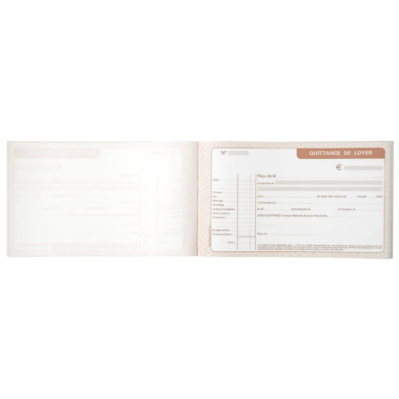 Le Dauphin manifold quittances de location, 125 × 210 mm, papier autocopiant, 50 feuilles
