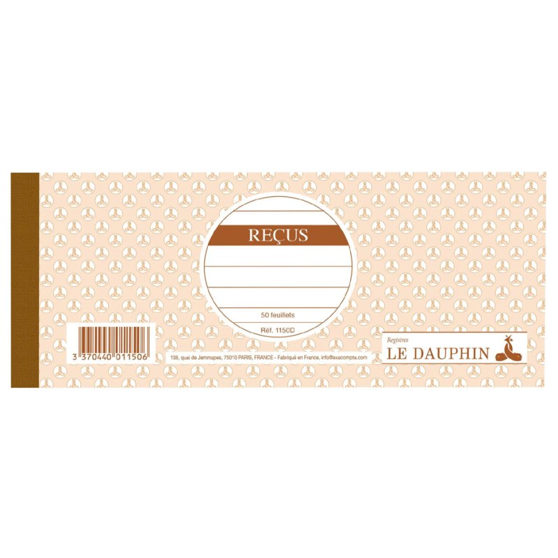 Le Dauphin carnet de reçus, 89 × 210 mm, 50 formulaires