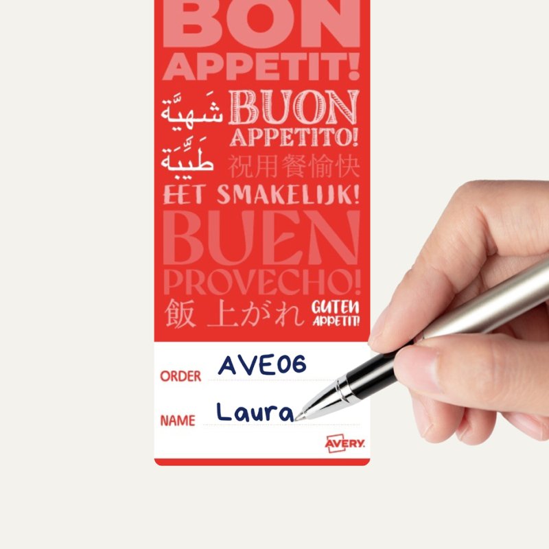 AVERY Zweckform closure labels Bon Appetit, 40 × 95 mm, red/white, 250 pieces