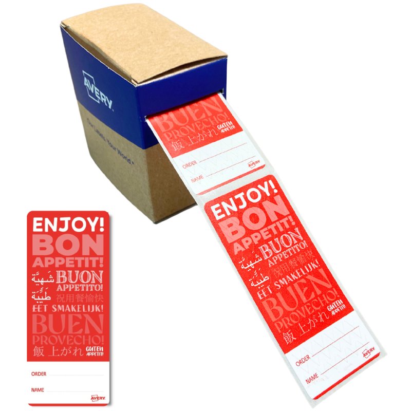 AVERY Zweckform closure labels Bon Appetit, 40 × 95 mm, red/white, 250 pieces