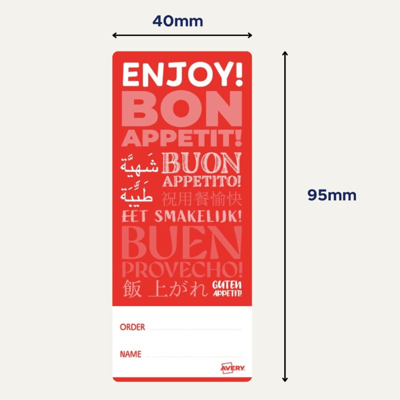 AVERY Zweckform closure labels Bon Appetit, 40 × 95 mm, red/white, 250 pieces