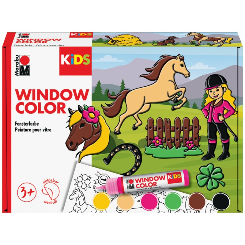 Marabu KiDS W raamverf, waterbasis afneembaar, 6×25 ml, gekleurd