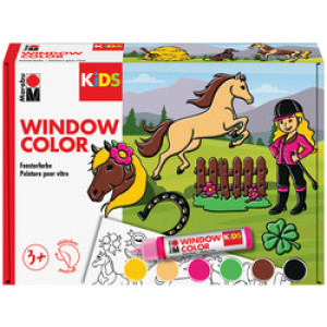 Marabu KiDS W raamverf, waterbasis afneembaar, 6×25 ml, gekleurd