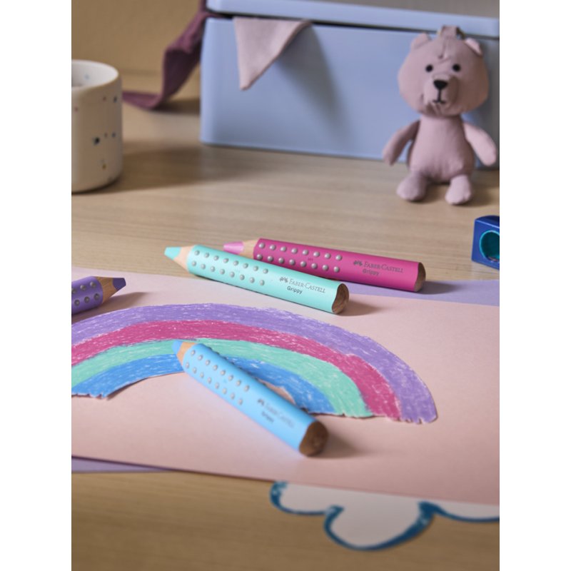 FABER-CASTELL crayons de couleur Jumbo, triangulaire ergonomique, pastel, 4 pièces