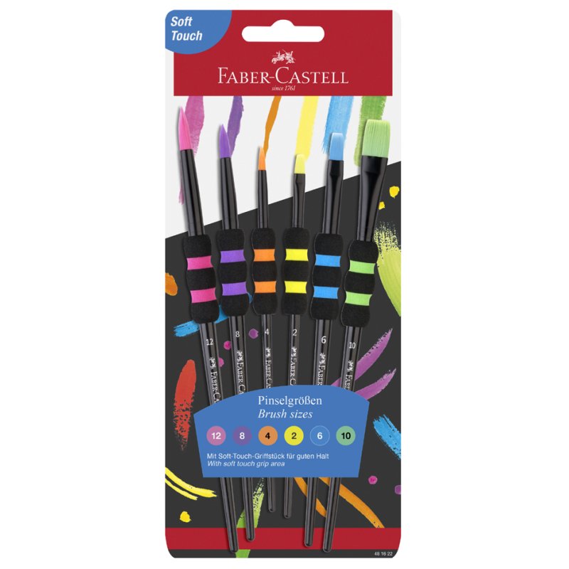Faber-Castell brushes synthetic hair, soft-touch grip, 6 pieces