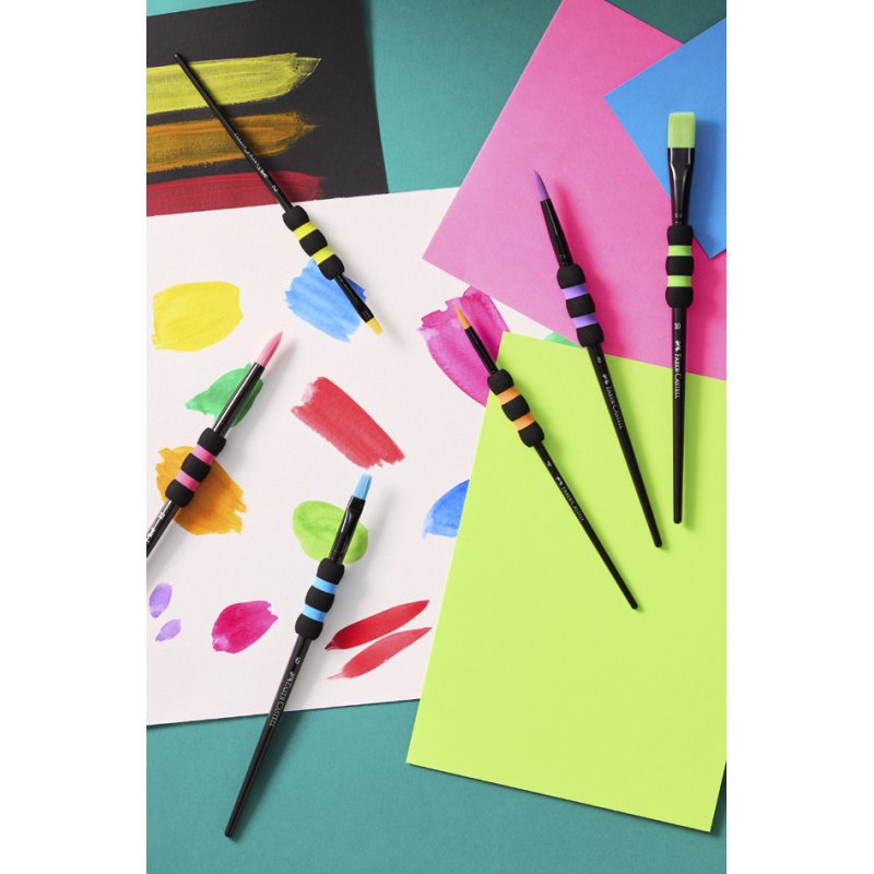 Faber-Castell brushes synthetic hair, soft-touch grip, 6 pieces