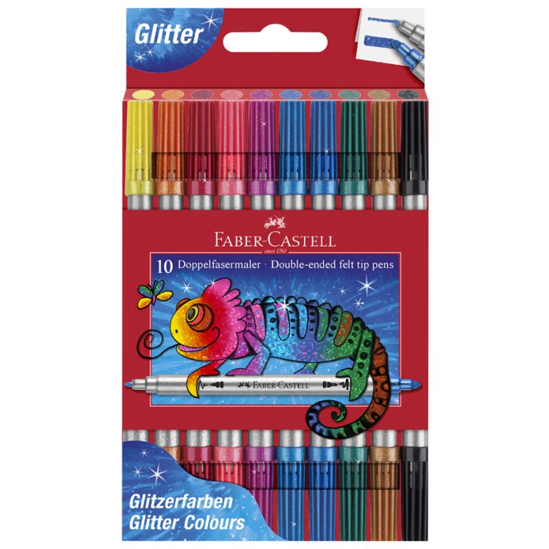 FABER-CASTELL dual-tip felt pens Glitter, washable, fine and broad tip, 20 pieces