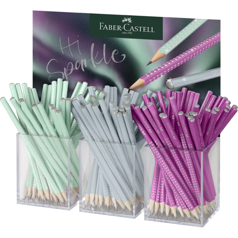 Faber-Castell crayons, forme triangulaire ergonomique, effet paillettes, 144 pièces