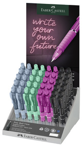 Faber-Castell balpennen POLY BALL VIEW, 0,6 mm, blauw, display 40 stuks