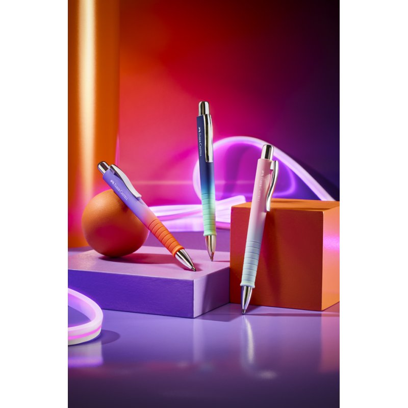 Faber-Castell Poly Ball Urban retractable ballpoint pens, 0.6 mm XB, blue, display of 24