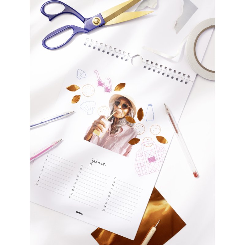 folia DIY fotokalender, A4, wit papier 190 g/m², spiraalgebonden