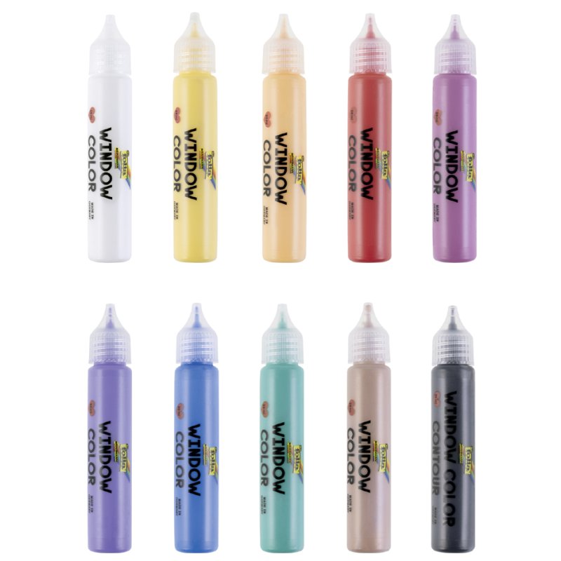 folia Window Color set BASIC SMALL, 10 × 30 ml, 9 kleuren + contouren