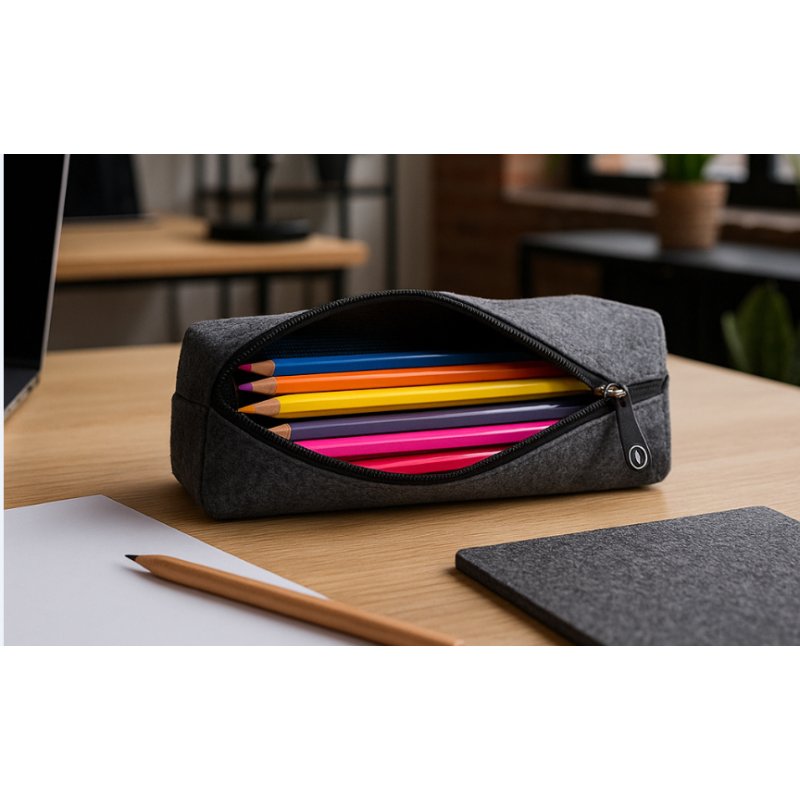 STOP porte-crayons, 100% feutre PET recyclé, gris foncé, Ø 70 mm × 210 mm