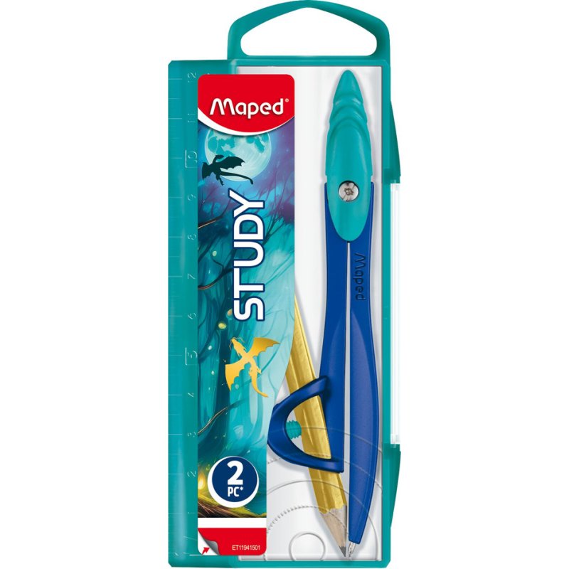 Maped DRA compass, blue/green, metal legs, 2.0 mm, from 6 years