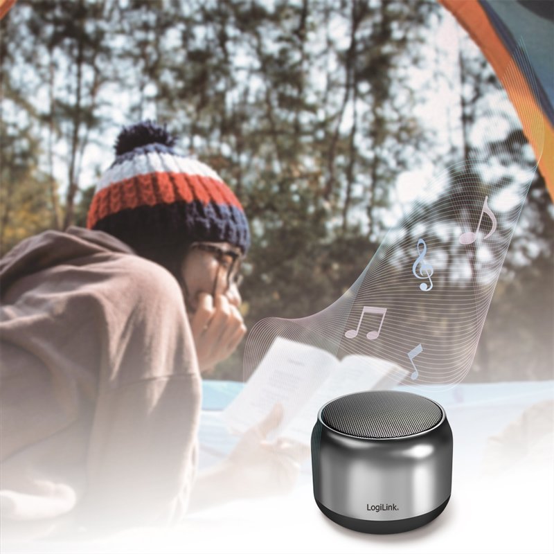LogiLink Bluetooth-5 haut-parleur, gris foncé/noir, batterie 1200 mAh