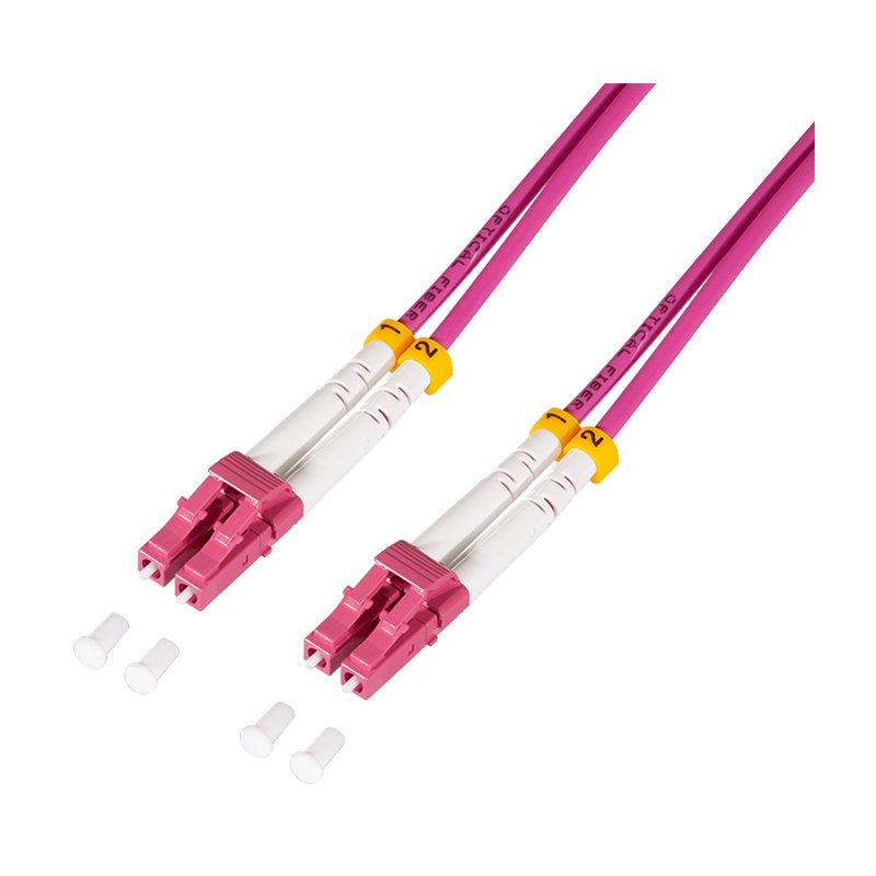 LogiLink Professional fibre optic patch cable, erica-violet, 2x LC-Duplex, OM4, 10 m
