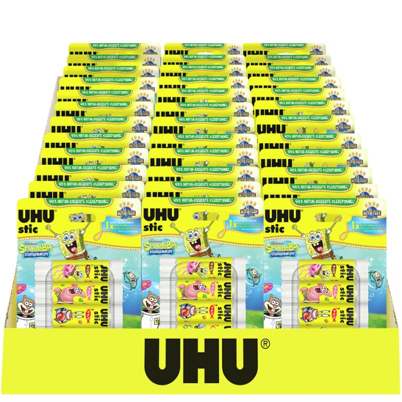 UHU bâton de colle stic SpongeBob, 3 × 8,2 g, présentoir 36 pièces