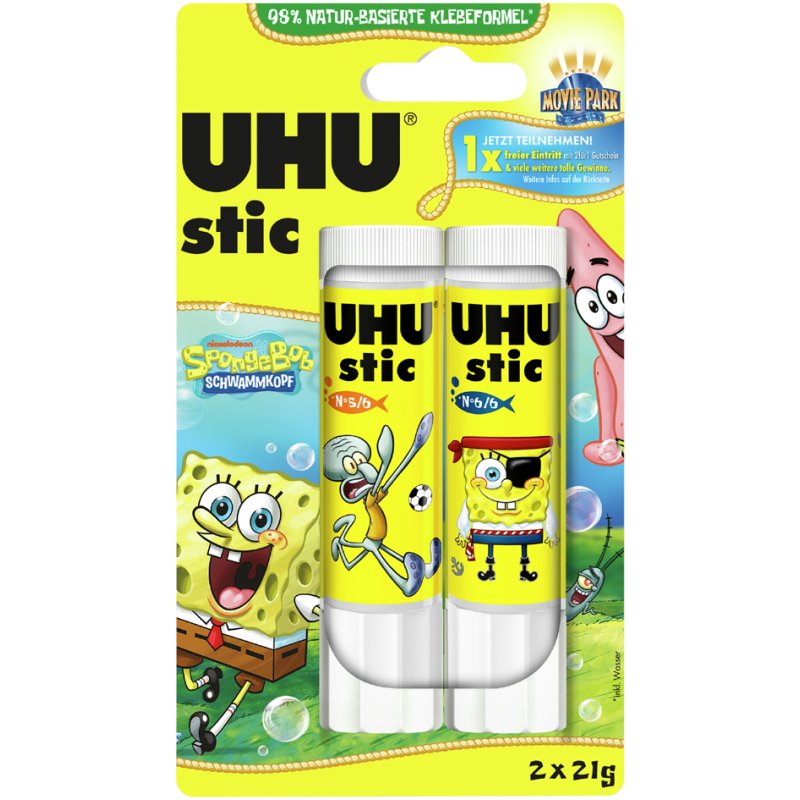 UHU bâton de colle stic Spongebob, 2 × 21 g, blister