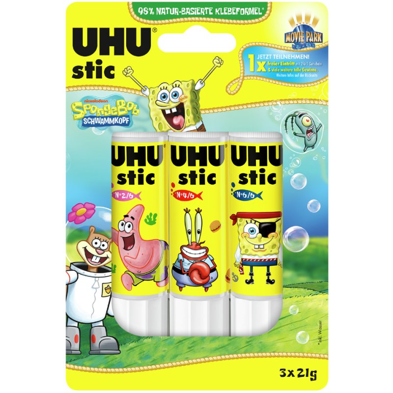 UHU bâton de colle stic Spongebob, 2 × 21 g, blister