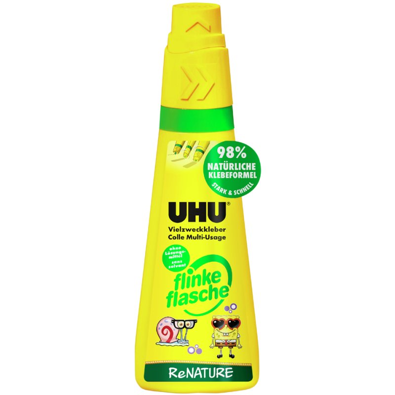 UHU all-purpose glue large bottle ReNATURE, refillable, SpongeBob motif, 40 g