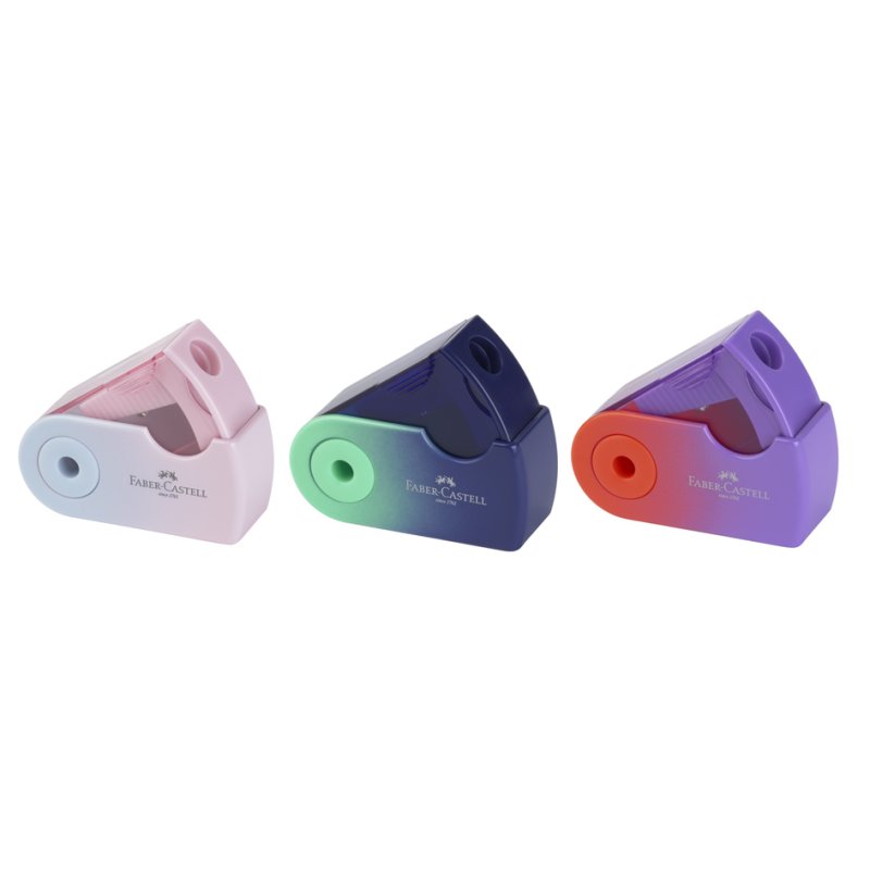 Faber-Castell taille-crayon avec bac de récupération, insert métallique, assorti en couleurs