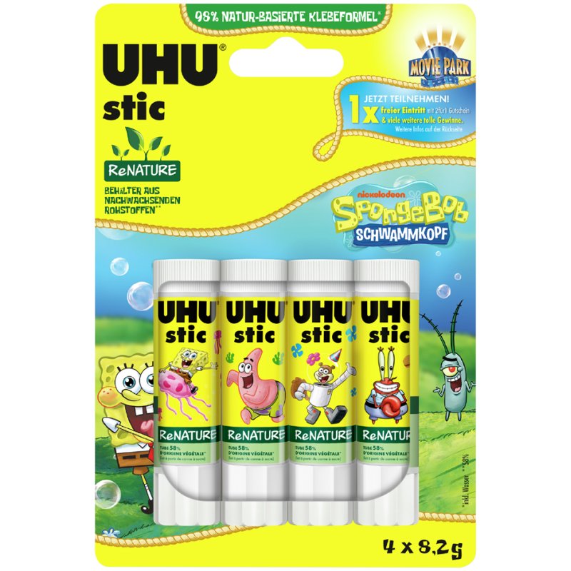 UHU bâton de colle ReNATURE SpongeBob, sans solvant, 2 x 21 g