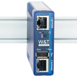 W&T data.station F DIN-rail server, 2x netwerk/1x USB, 22×105×75 mm
