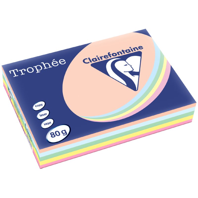 Clairefontaine papier multifonction Trophée A4, couleurs pastel, 80 g/m², 500 feuilles