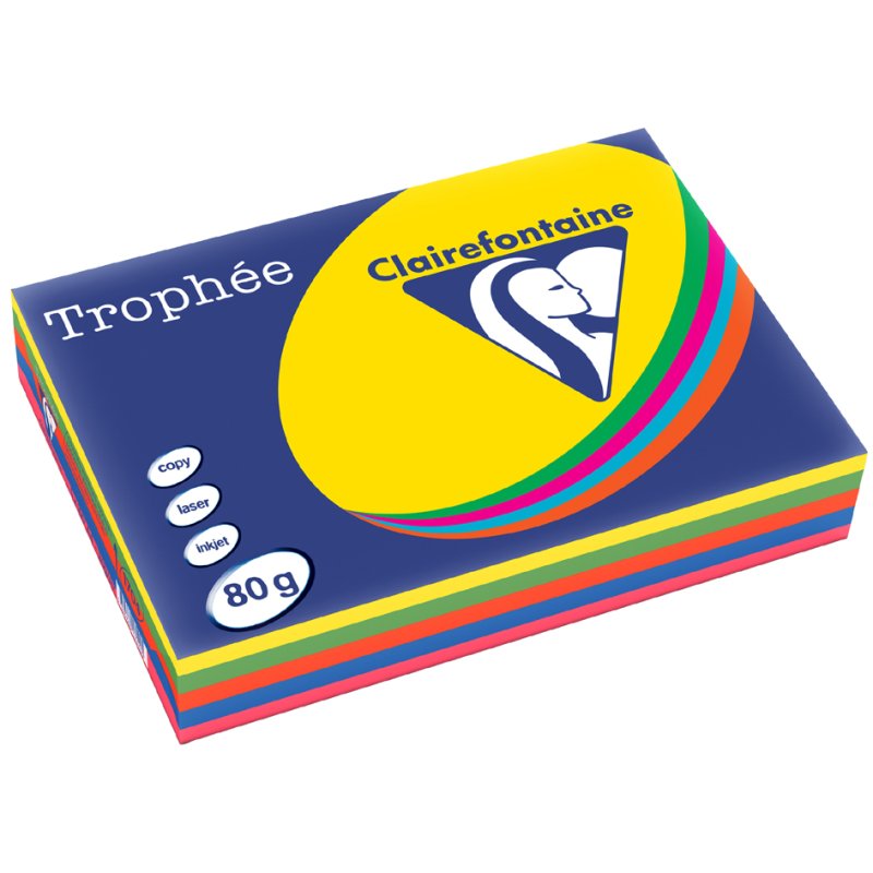 Clairefontaine papier multifonction Trophée A4, couleurs pastel, 80 g/m², 500 feuilles